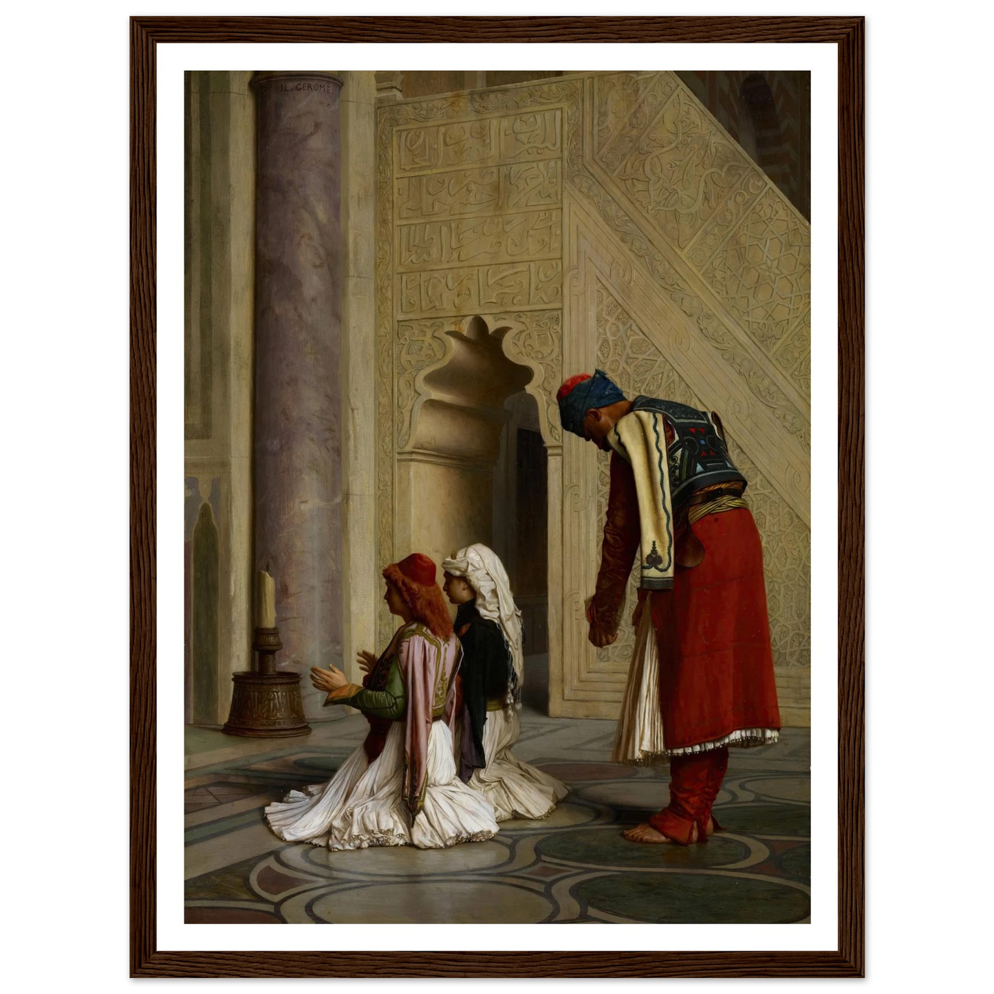 Young Greeks in the Mosque (1865) Art Print | Jean Leon Gerome - Framed Poster - 30x40 cm / 12x16″ - Black frame