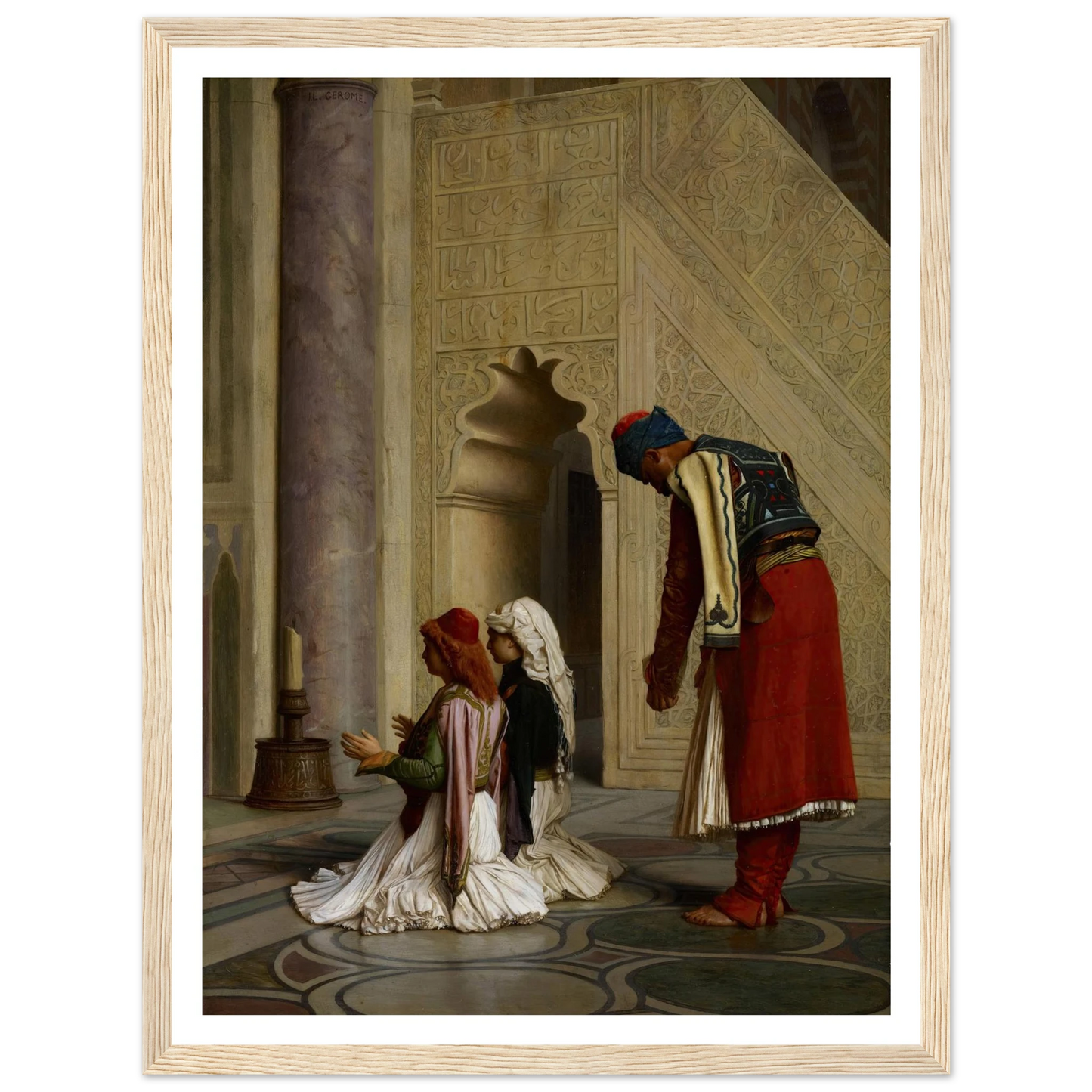 Young Greeks in the Mosque (1865) Art Print | Jean Leon Gerome - Framed Poster - 30x40 cm / 12x16″ - Black frame