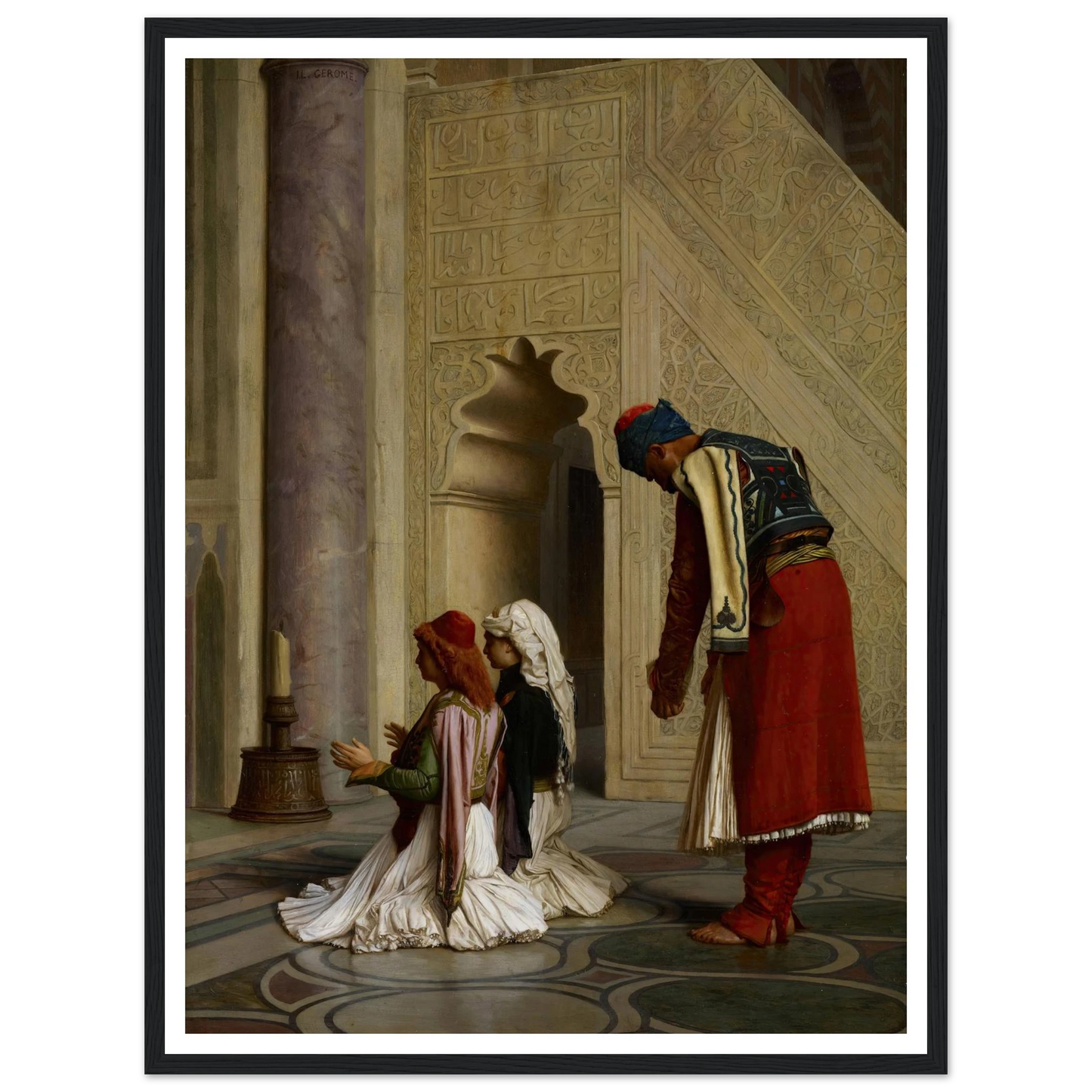 Young Greeks in the Mosque (1865) Art Print | Jean Leon Gerome - Framed Poster - 30x40 cm / 12x16″ - Black frame
