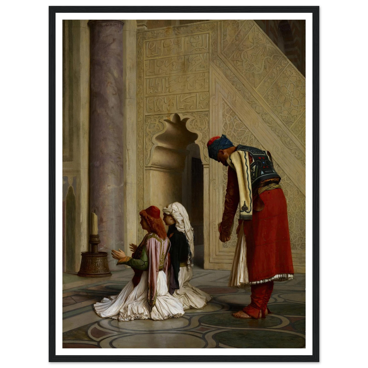 Young Greeks in the Mosque (1865) Art Print | Jean Leon Gerome - Framed Poster - 30x40 cm / 12x16″ - Black frame