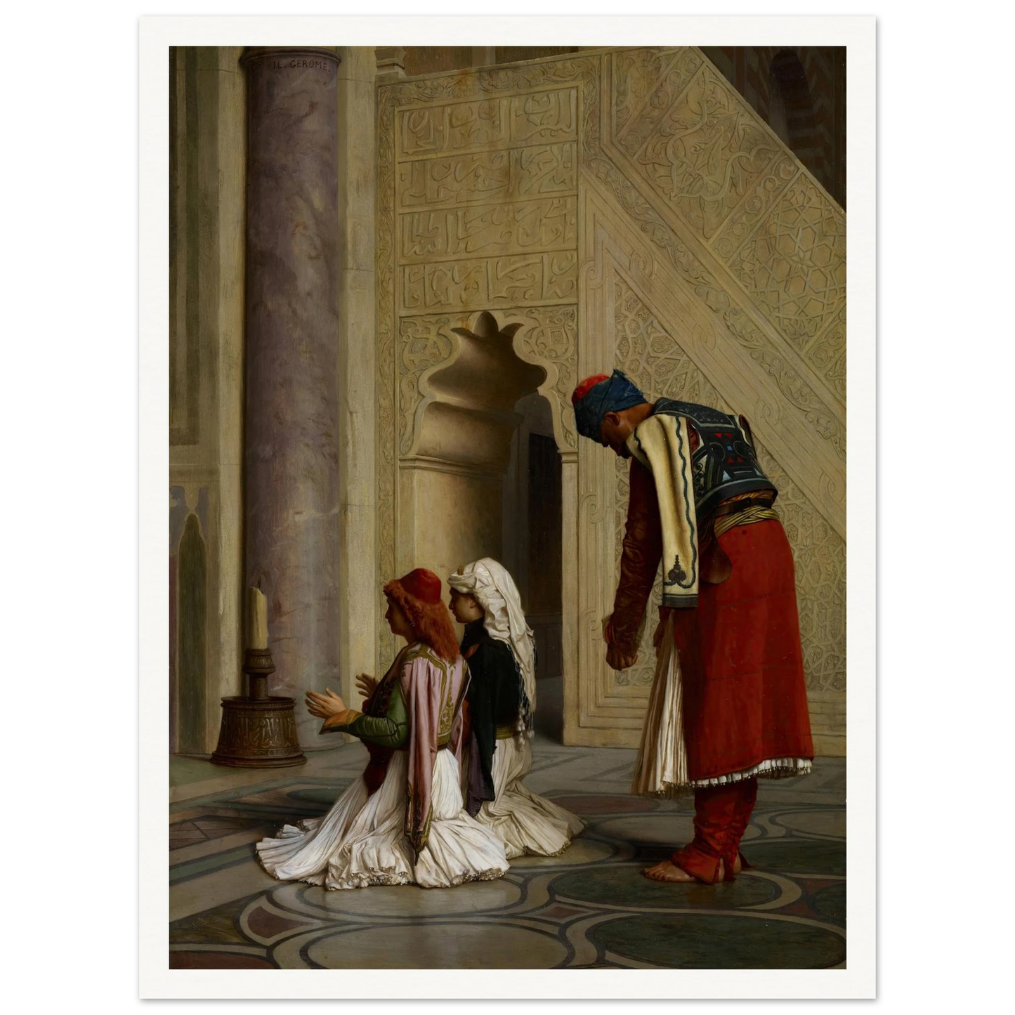 Young Greeks in the Mosque (1865) Art Print | Jean Leon Gerome - Framed Poster - 30x40 cm / 12x16″ - Black frame