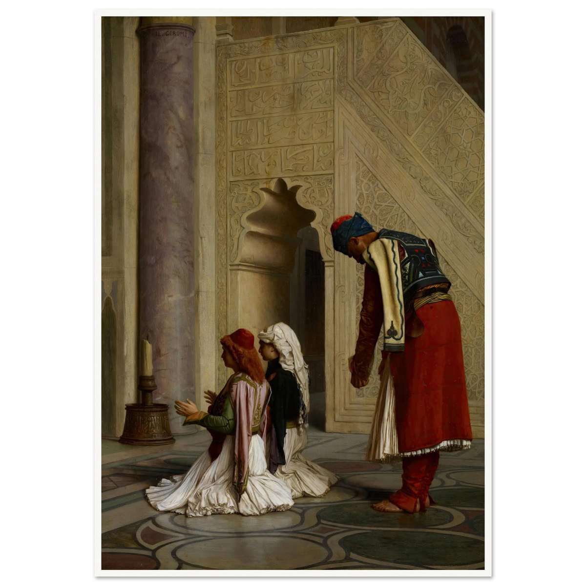 Young Greeks in the Mosque (1865) Art Print | Jean Leon Gerome - Framed Poster - 30x40 cm / 12x16″ - Black frame