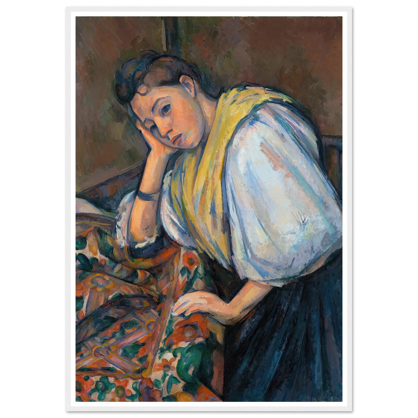 Young Italian Woman at a Table (1895–1900) Art Print | Paul Cezanne - Framed Poster - 30x40 cm / 12x16″ - Black frame