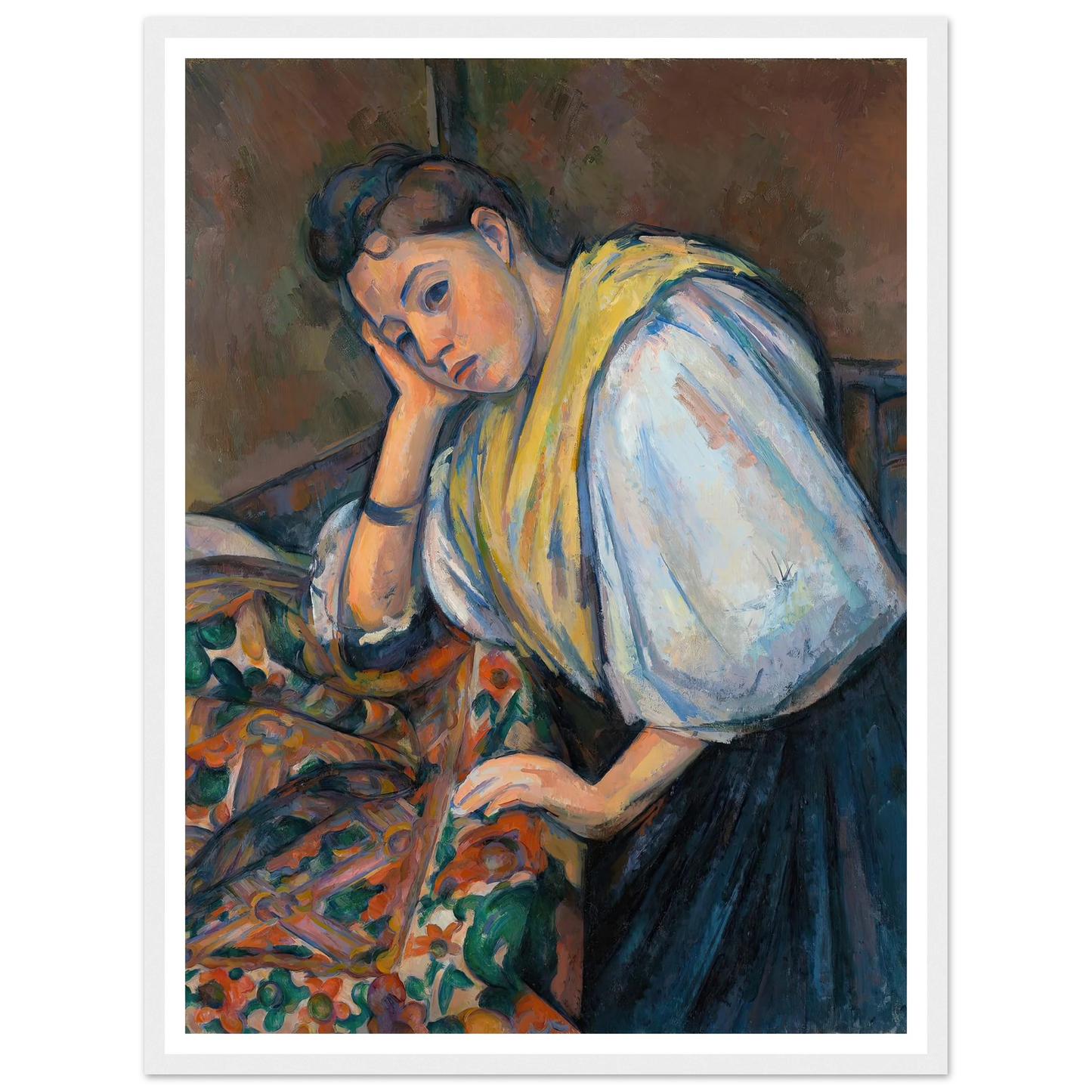Young Italian Woman at a Table (1895–1900) Art Print | Paul Cezanne - Framed Poster - 30x40 cm / 12x16″ - Black frame