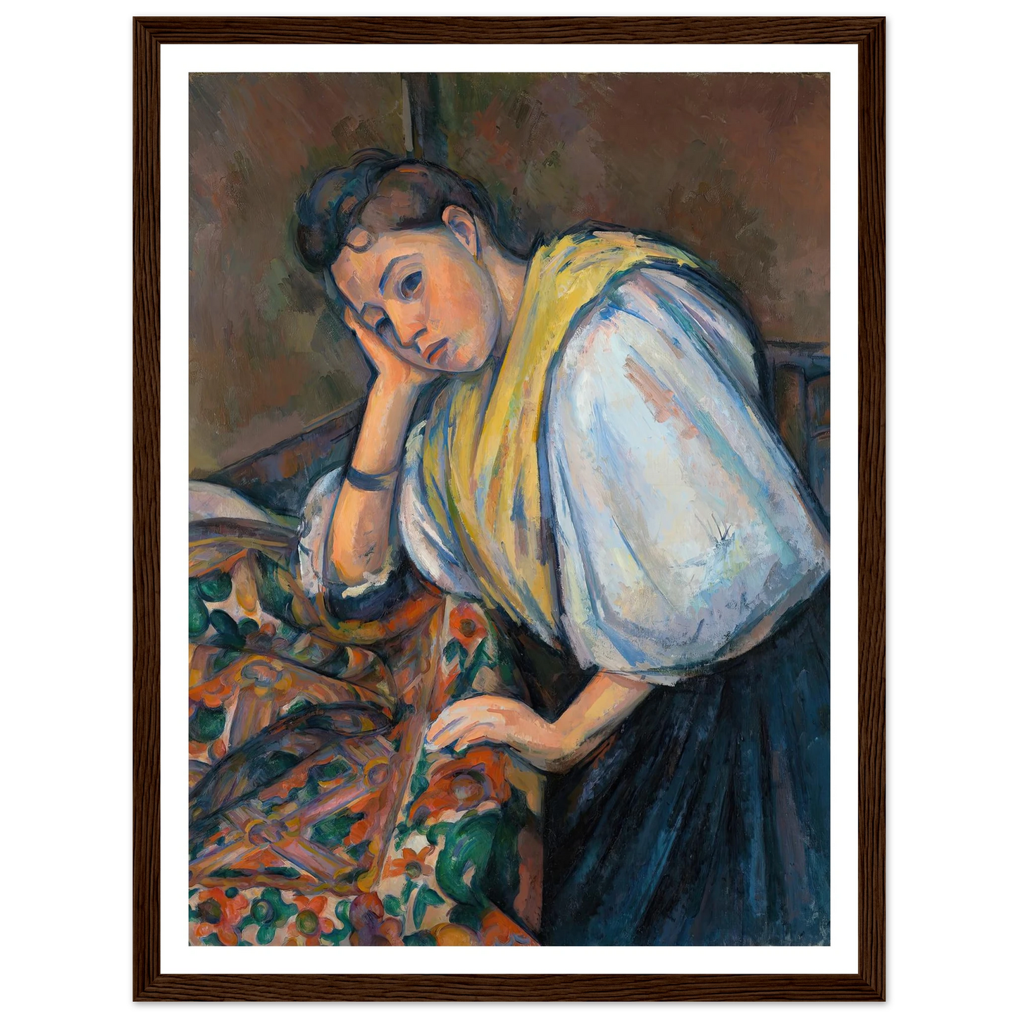 Young Italian Woman at a Table (1895–1900) Art Print | Paul Cezanne - Framed Poster - 30x40 cm / 12x16″ - Black frame