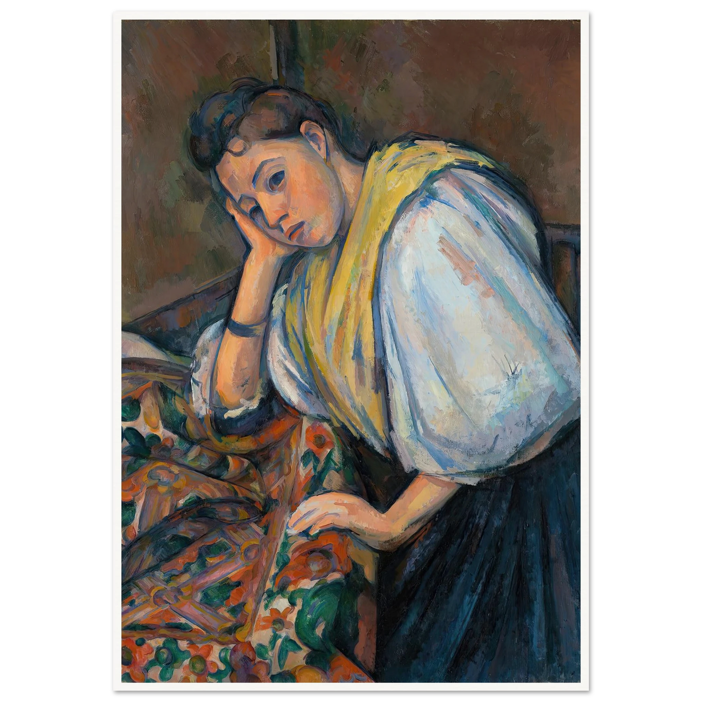 Young Italian Woman at a Table (1895–1900) Art Print | Paul Cezanne - Framed Poster - 30x40 cm / 12x16″ - Black frame