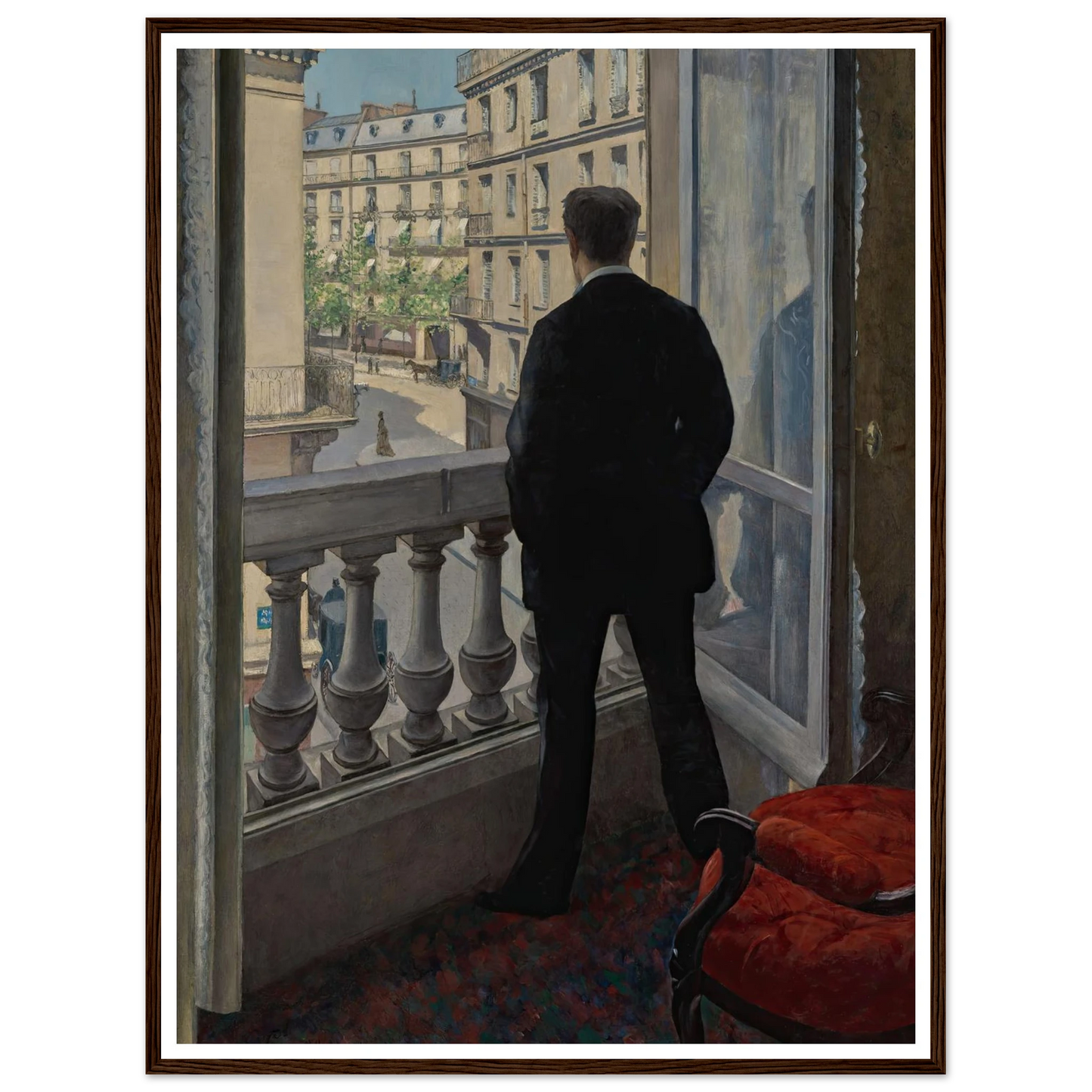 Young Man at His Window (1876) Art Print | Gustave Caillebotte - Framed Poster - 30x40 cm / 12x16″ - Black frame
