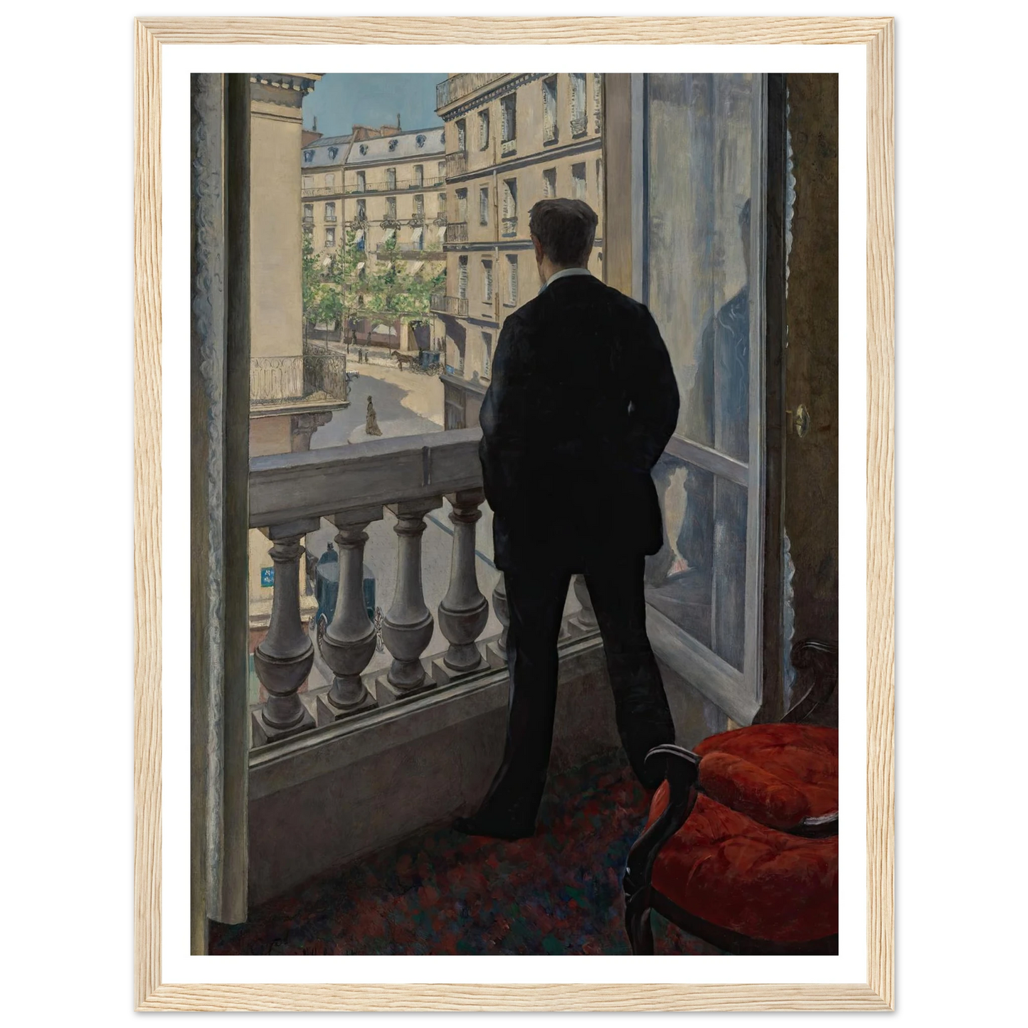 Young Man at His Window (1876) Art Print | Gustave Caillebotte - Framed Poster - 30x40 cm / 12x16″ - Black frame