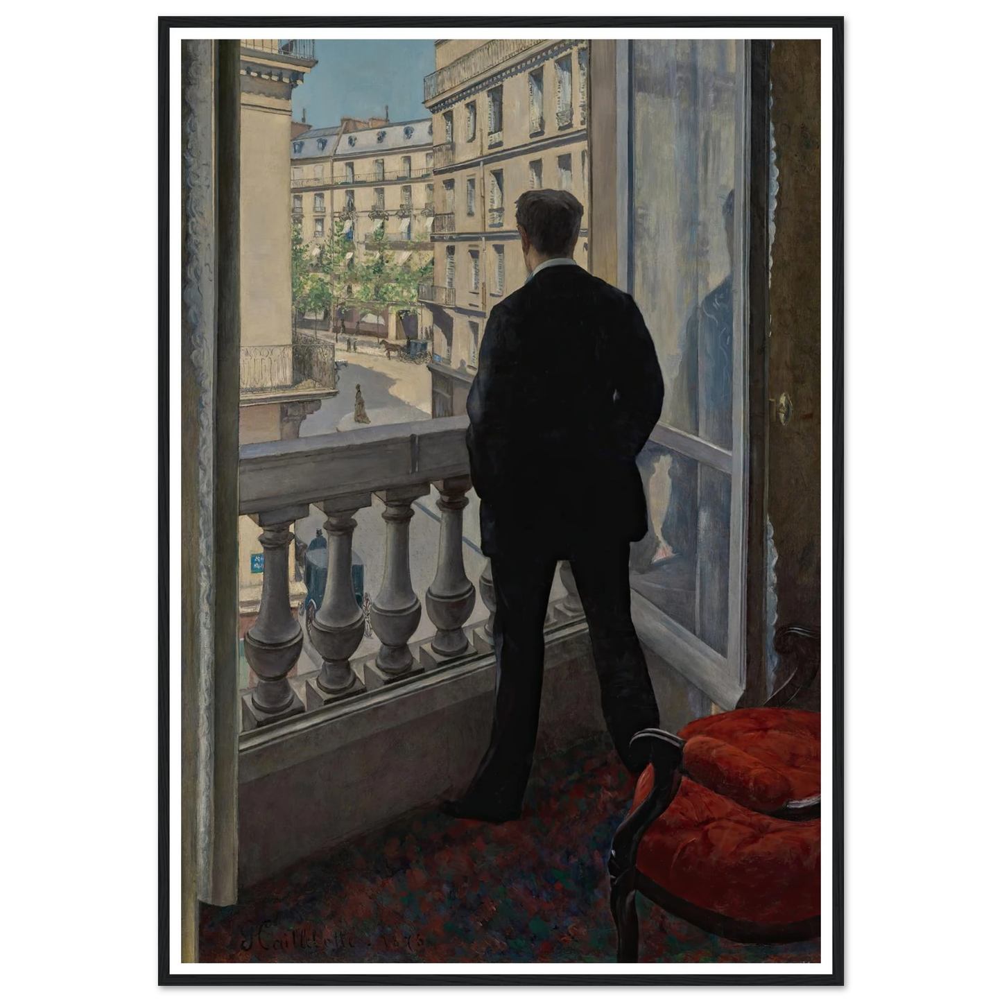 Young Man at His Window (1876) Art Print | Gustave Caillebotte - Framed Poster - 30x40 cm / 12x16″ - Black frame