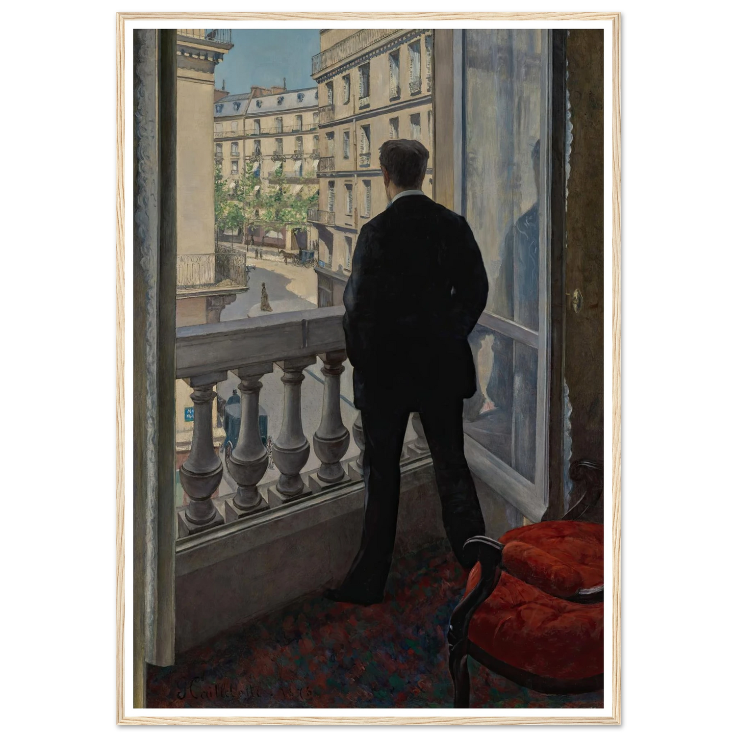Young Man at His Window (1876) Art Print | Gustave Caillebotte - Framed Poster - 30x40 cm / 12x16″ - Black frame