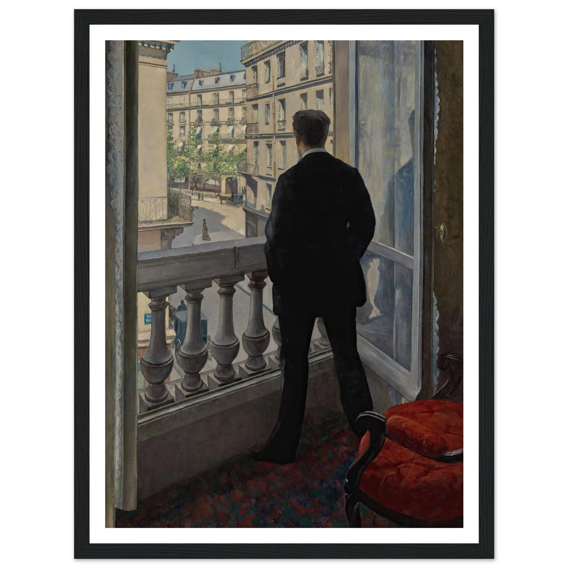 Young Man at His Window (1876) Art Print | Gustave Caillebotte - Framed Poster - 30x40 cm / 12x16″ - Black frame