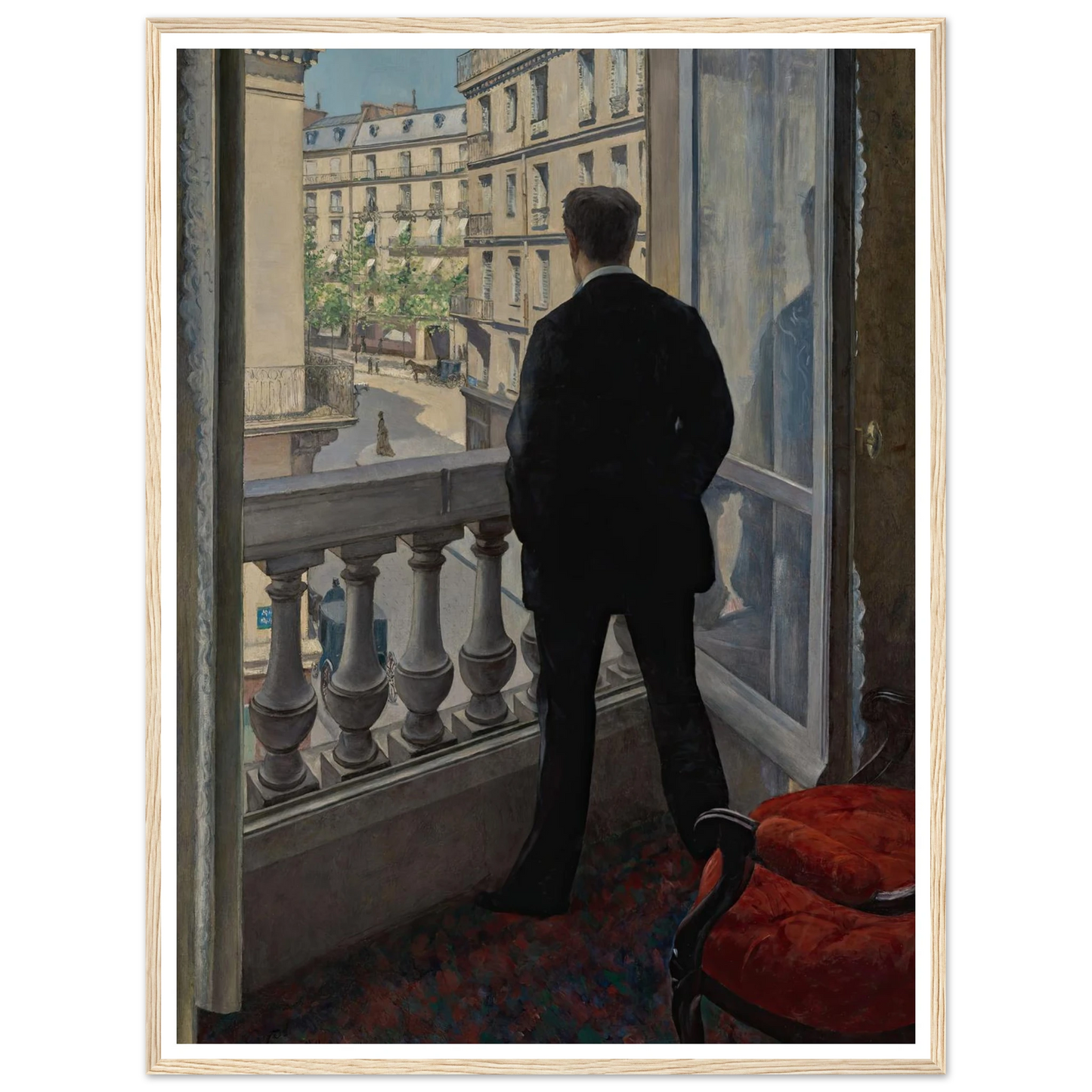 Young Man at His Window (1876) Art Print | Gustave Caillebotte - Framed Poster - 30x40 cm / 12x16″ - Black frame
