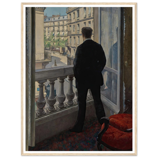 Young Man at His Window (1876) Art Print | Gustave Caillebotte - Framed Poster - 30x40 cm / 12x16″ - Black frame