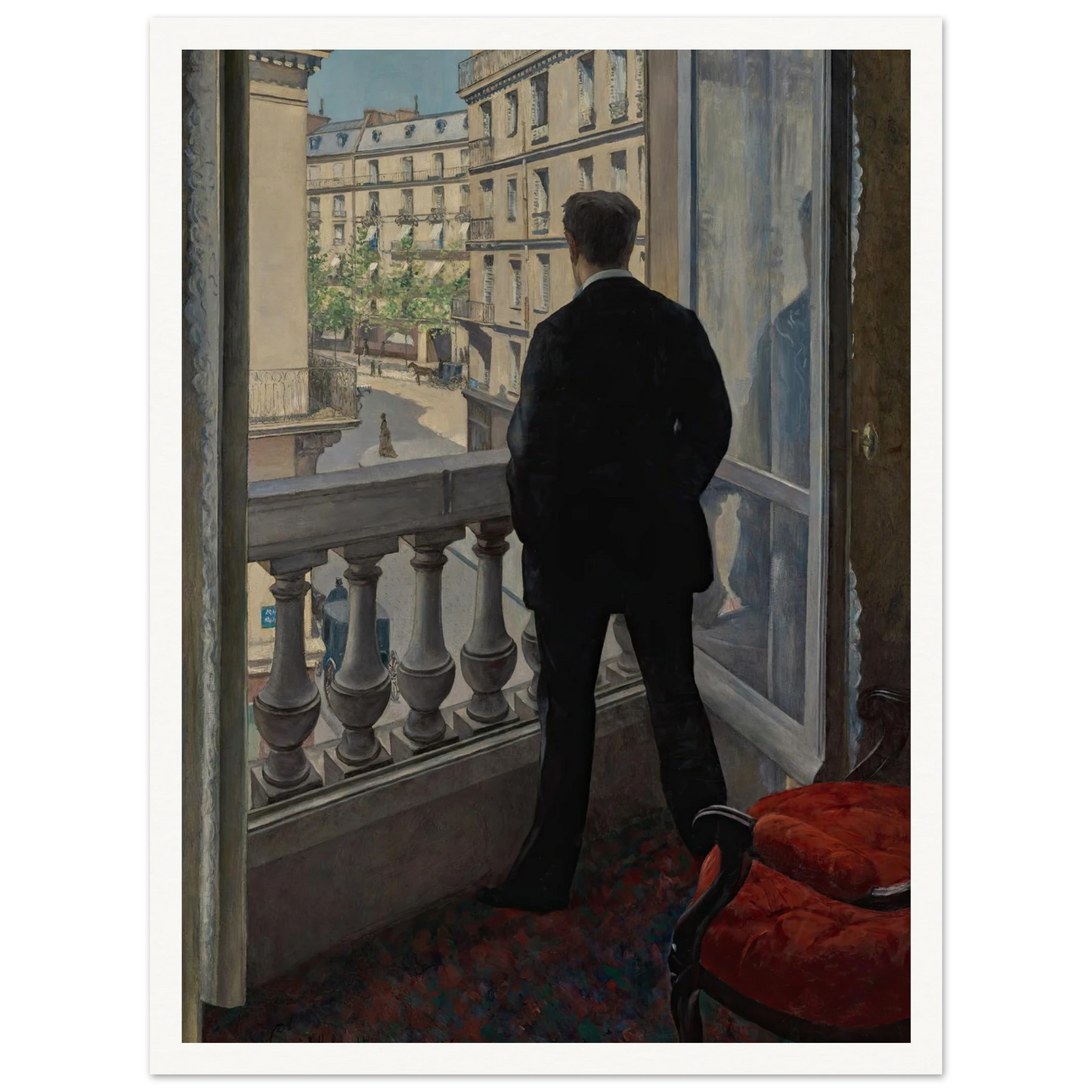 Young Man at His Window (1876) Art Print | Gustave Caillebotte - Framed Poster - 30x40 cm / 12x16″ - Black frame