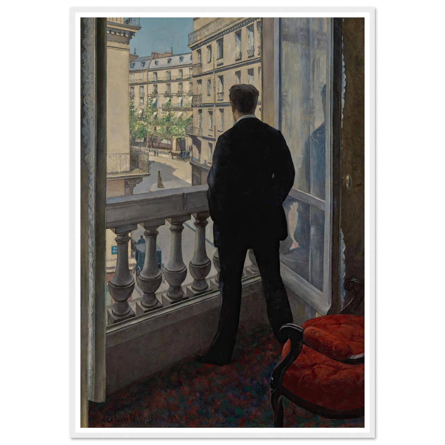 Young Man at His Window (1876) Art Print | Gustave Caillebotte - Framed Poster - 30x40 cm / 12x16″ - Black frame