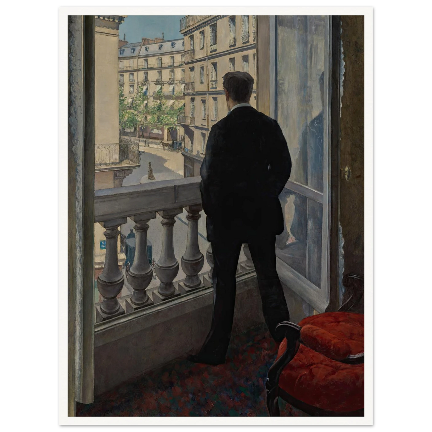 Young Man at His Window (1876) Art Print | Gustave Caillebotte - Framed Poster - 30x40 cm / 12x16″ - Black frame