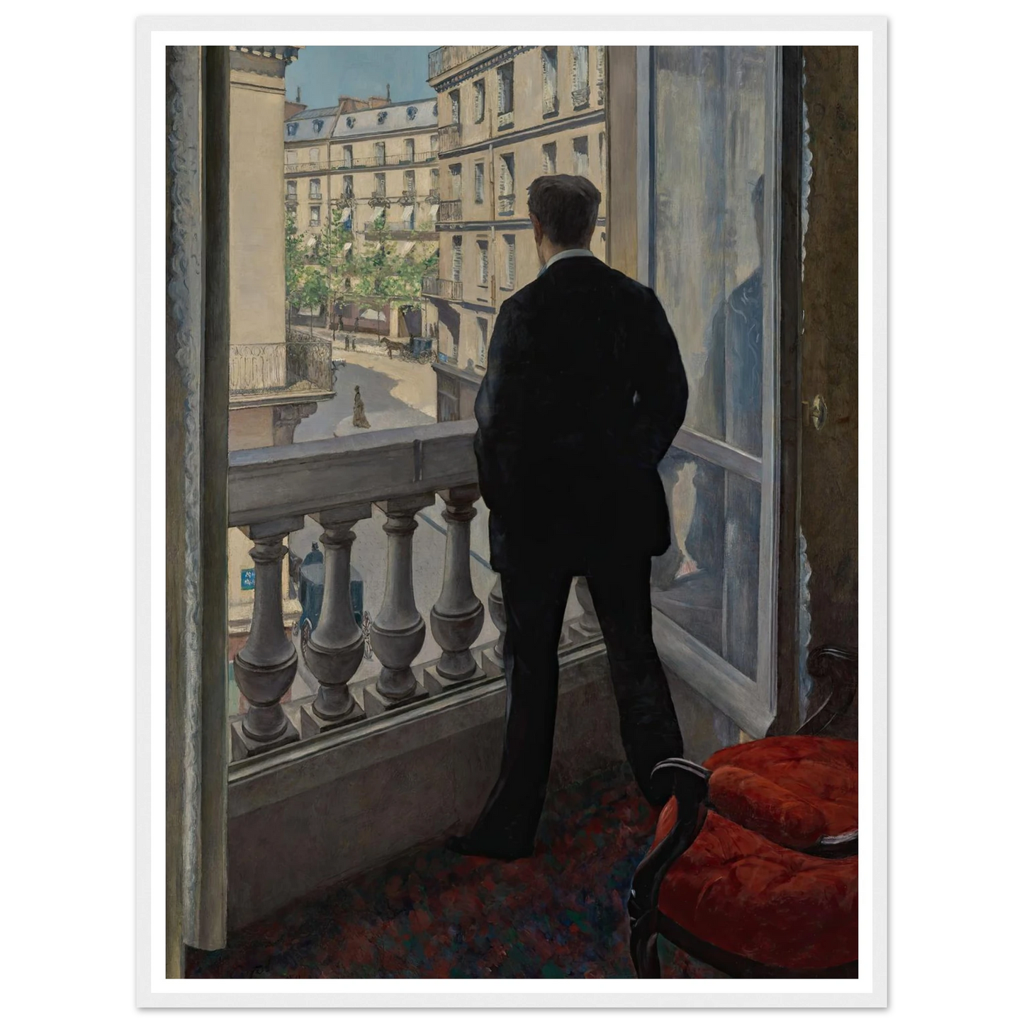Young Man at His Window (1876) Art Print | Gustave Caillebotte - Framed Poster - 30x40 cm / 12x16″ - Black frame
