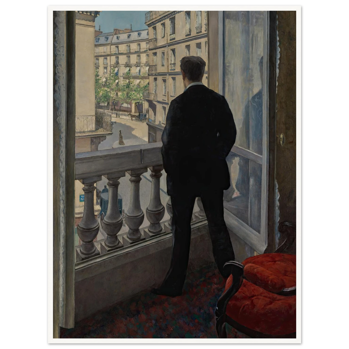 Young Man at His Window (1876) Art Print | Gustave Caillebotte - Framed Poster - 30x40 cm / 12x16″ - Black frame