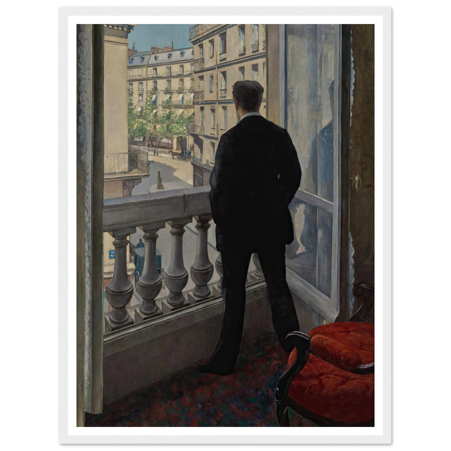 Young Man at His Window (1876) Art Print | Gustave Caillebotte - Framed Poster - 30x40 cm / 12x16″ - Black frame