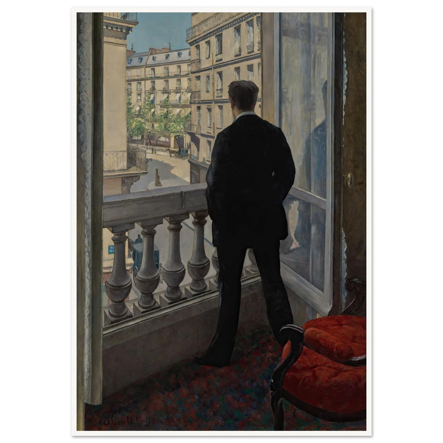 Young Man at His Window (1876) Art Print | Gustave Caillebotte - Framed Poster - 30x40 cm / 12x16″ - Black frame