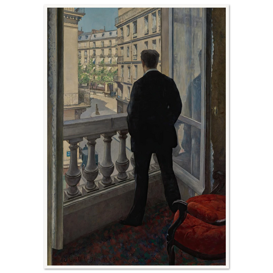 Young Man at His Window (1876) Art Print | Gustave Caillebotte - Framed Poster - 30x40 cm / 12x16″ - Black frame