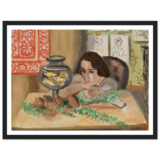 Young Woman before an Aquarium (Jeune fille devant un aquarium) (1921-1922) Art Print | Henri Matisse - Framed Poster - 30x40 cm / 12x16″ - Black frame