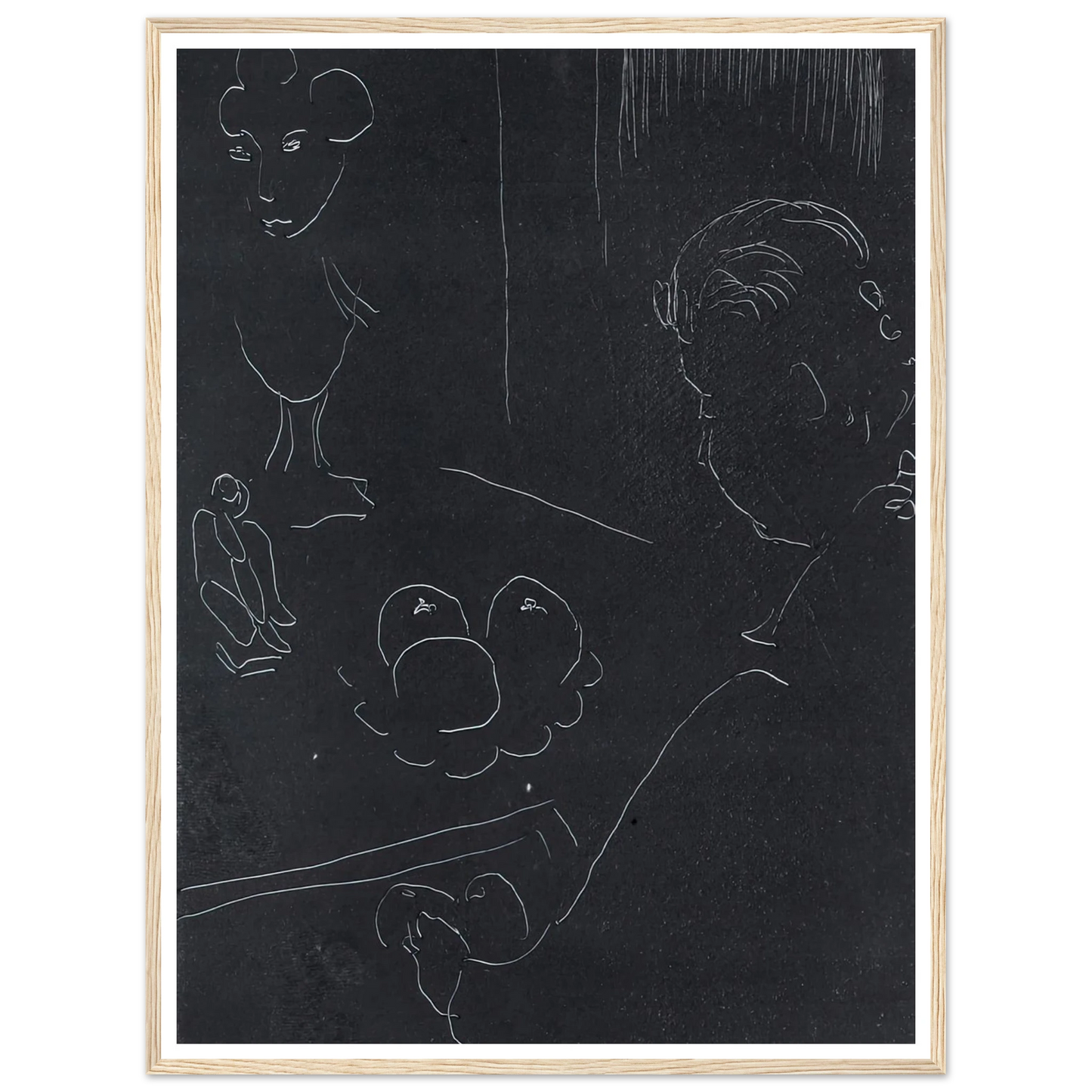 Young Woman in an Interior with Fruit and Sculptures (1914–15) Art Print | Henri Matisse - Framed Poster - 30x40 cm / 12x16″ - Black frame