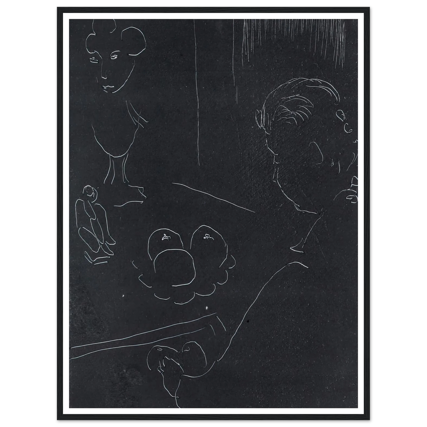 Young Woman in an Interior with Fruit and Sculptures (1914–15) Art Print | Henri Matisse - Framed Poster - 30x40 cm / 12x16″ - Black frame