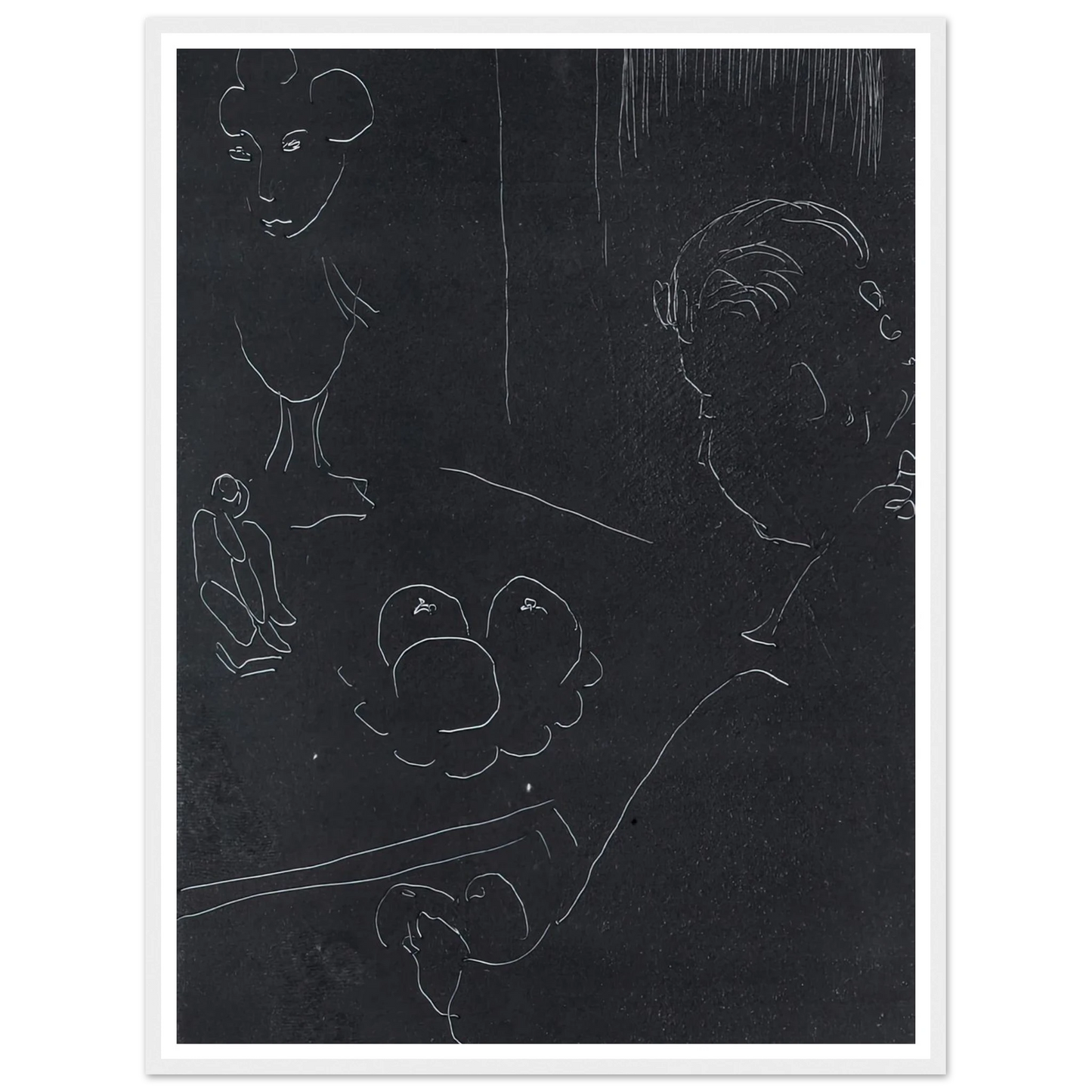 Young Woman in an Interior with Fruit and Sculptures (1914–15) Art Print | Henri Matisse - Framed Poster - 30x40 cm / 12x16″ - Black frame