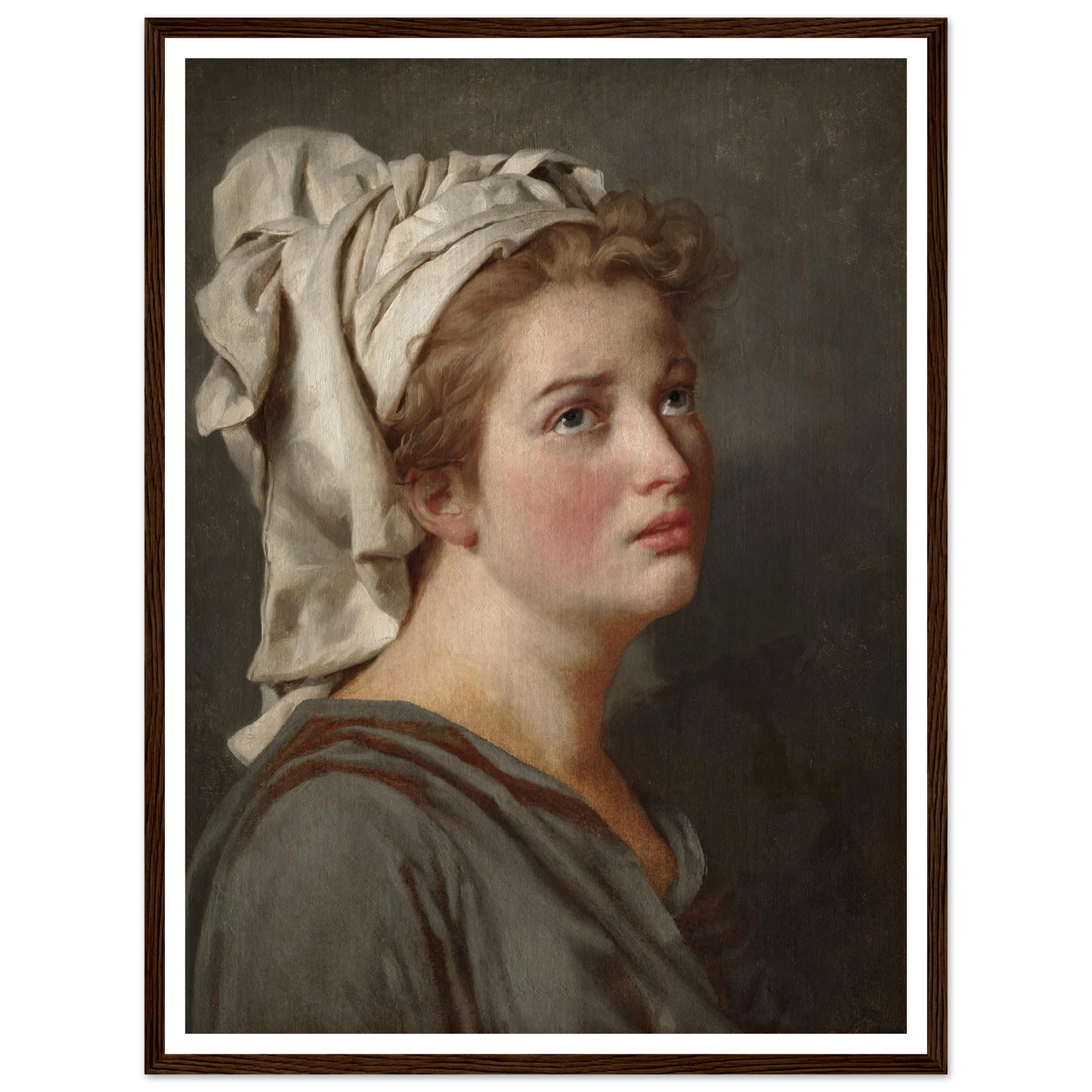 Young Woman with a Turban (c. 1780) Art Print | Jacques Louis David - Framed Poster - 30x40 cm / 12x16″ - Black frame