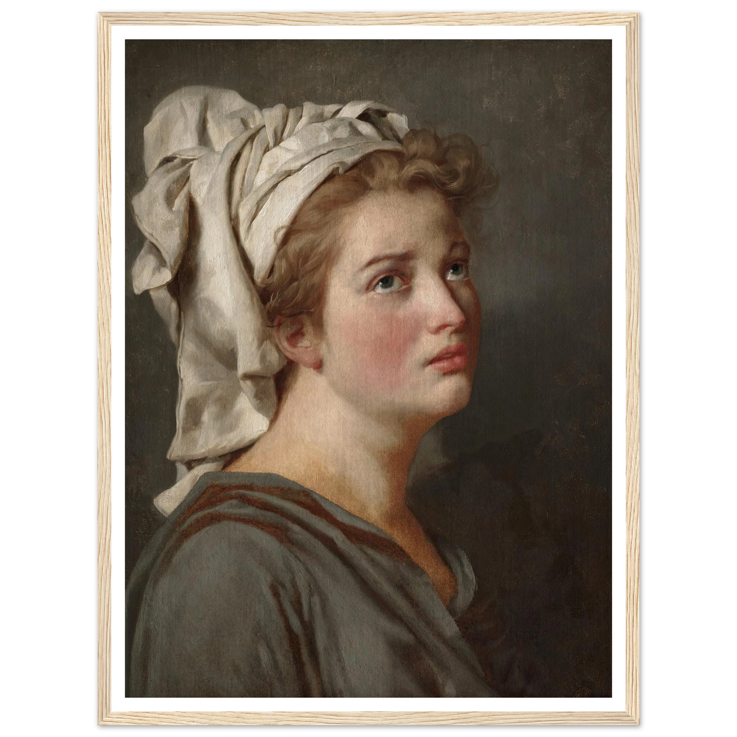 Young Woman with a Turban (c. 1780) Art Print | Jacques Louis David - Framed Poster - 30x40 cm / 12x16″ - Black frame