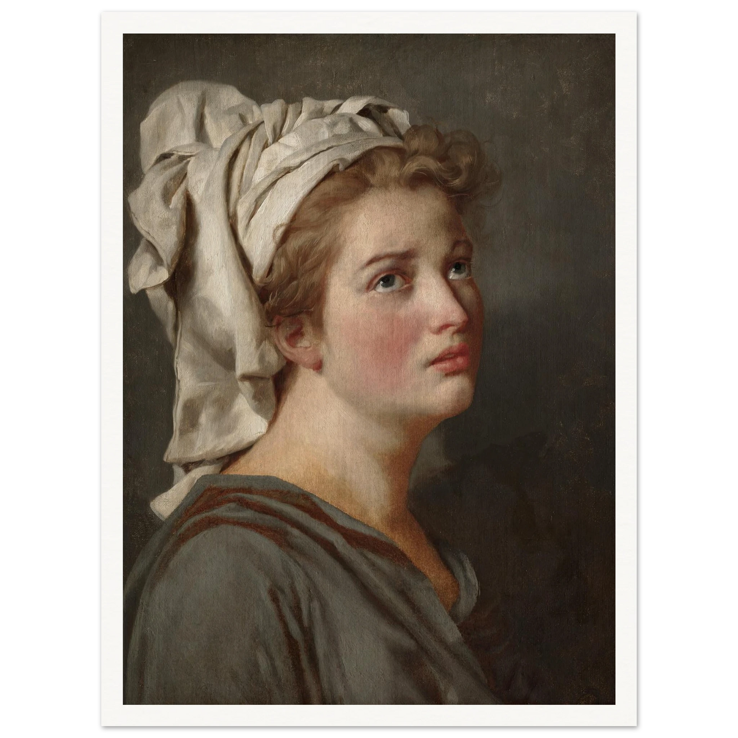 Young Woman with a Turban (c. 1780) Art Print | Jacques Louis David - Framed Poster - 30x40 cm / 12x16″ - Black frame