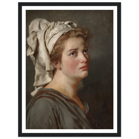 Young Woman with a Turban (c. 1780) Art Print | Jacques Louis David - Framed Poster - 30x40 cm / 12x16″ - Black frame