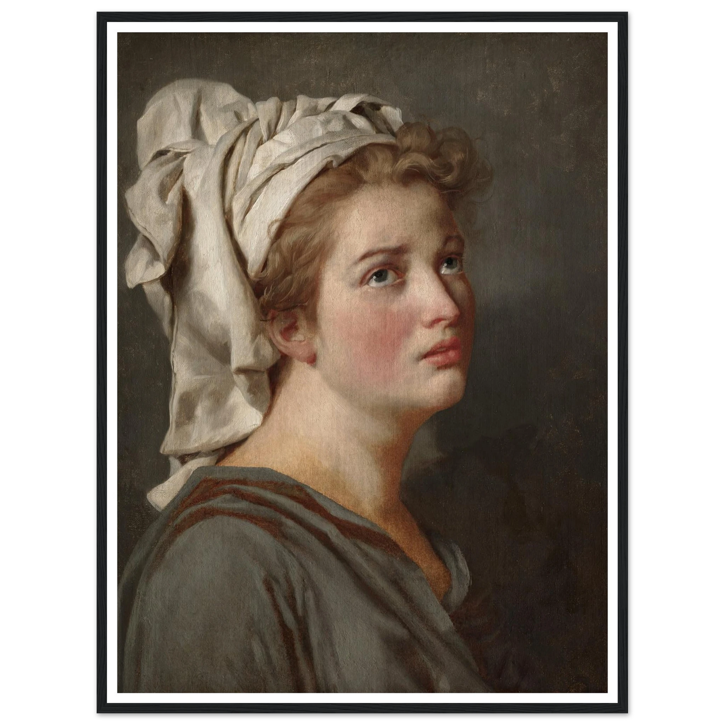 Young Woman with a Turban (c. 1780) Art Print | Jacques Louis David - Framed Poster - 30x40 cm / 12x16″ - Black frame
