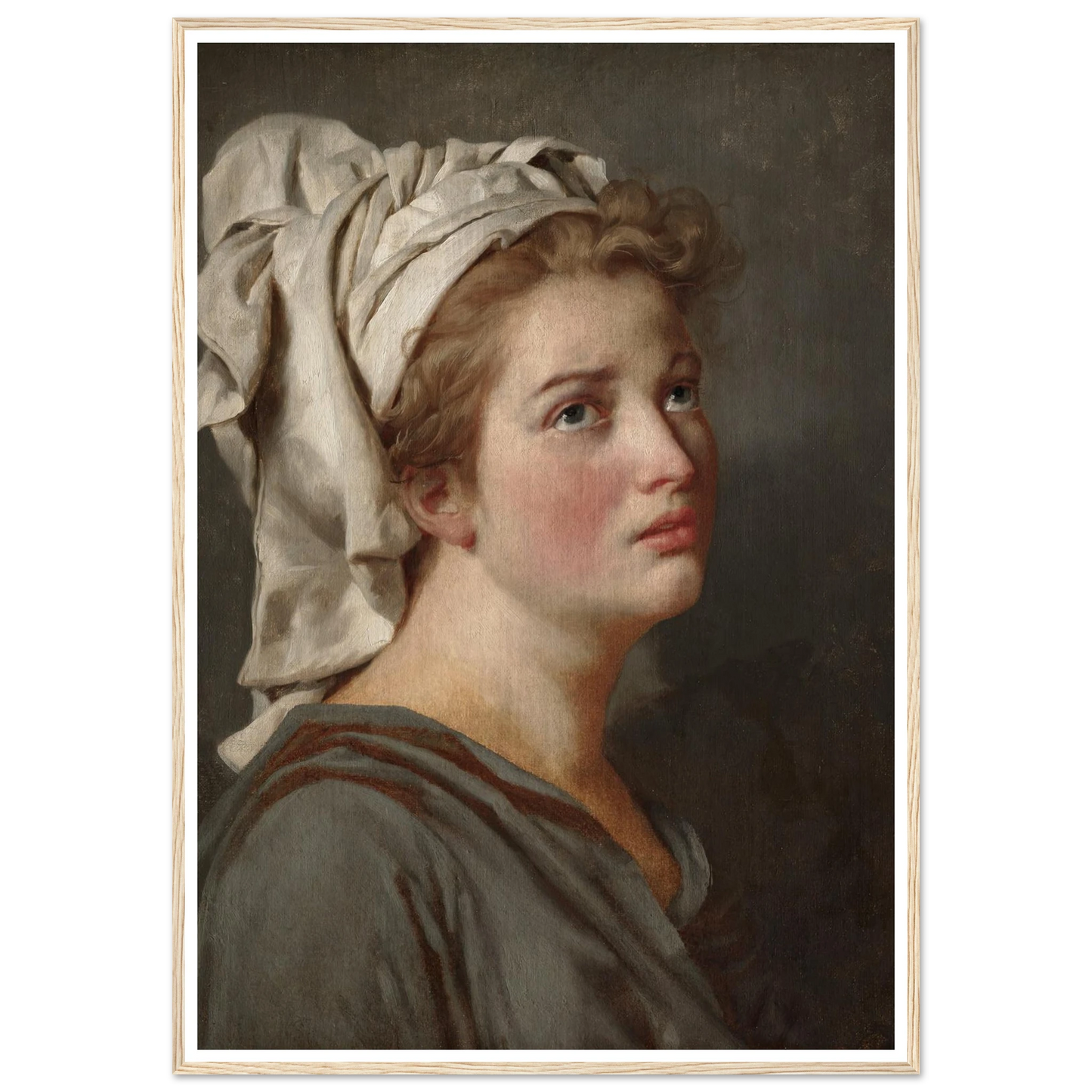 Young Woman with a Turban (c. 1780) Art Print | Jacques Louis David - Framed Poster - 30x40 cm / 12x16″ - Black frame