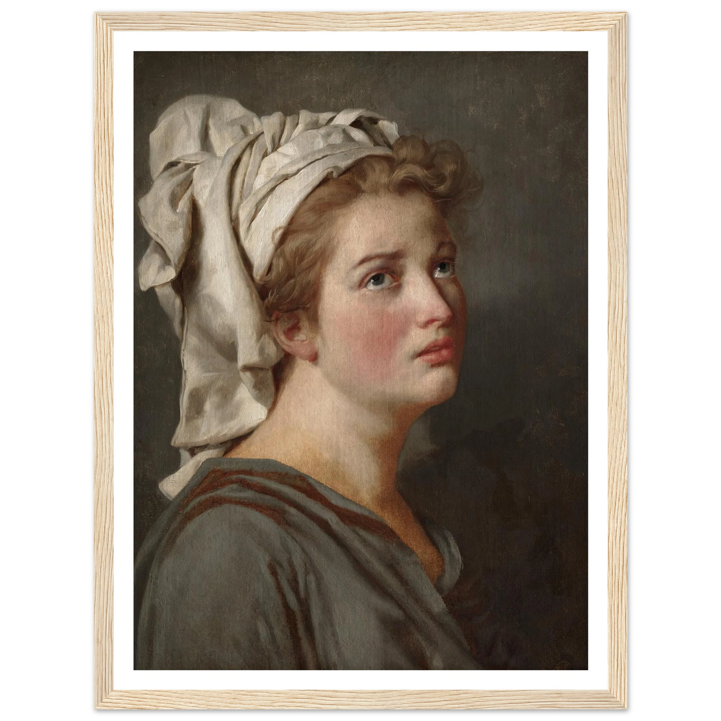 Young Woman with a Turban (c. 1780) Art Print | Jacques Louis David - Framed Poster - 30x40 cm / 12x16″ - Black frame