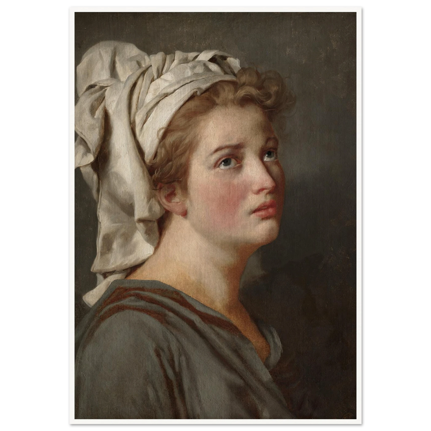 Young Woman with a Turban (c. 1780) Art Print | Jacques Louis David - Framed Poster - 30x40 cm / 12x16″ - Black frame