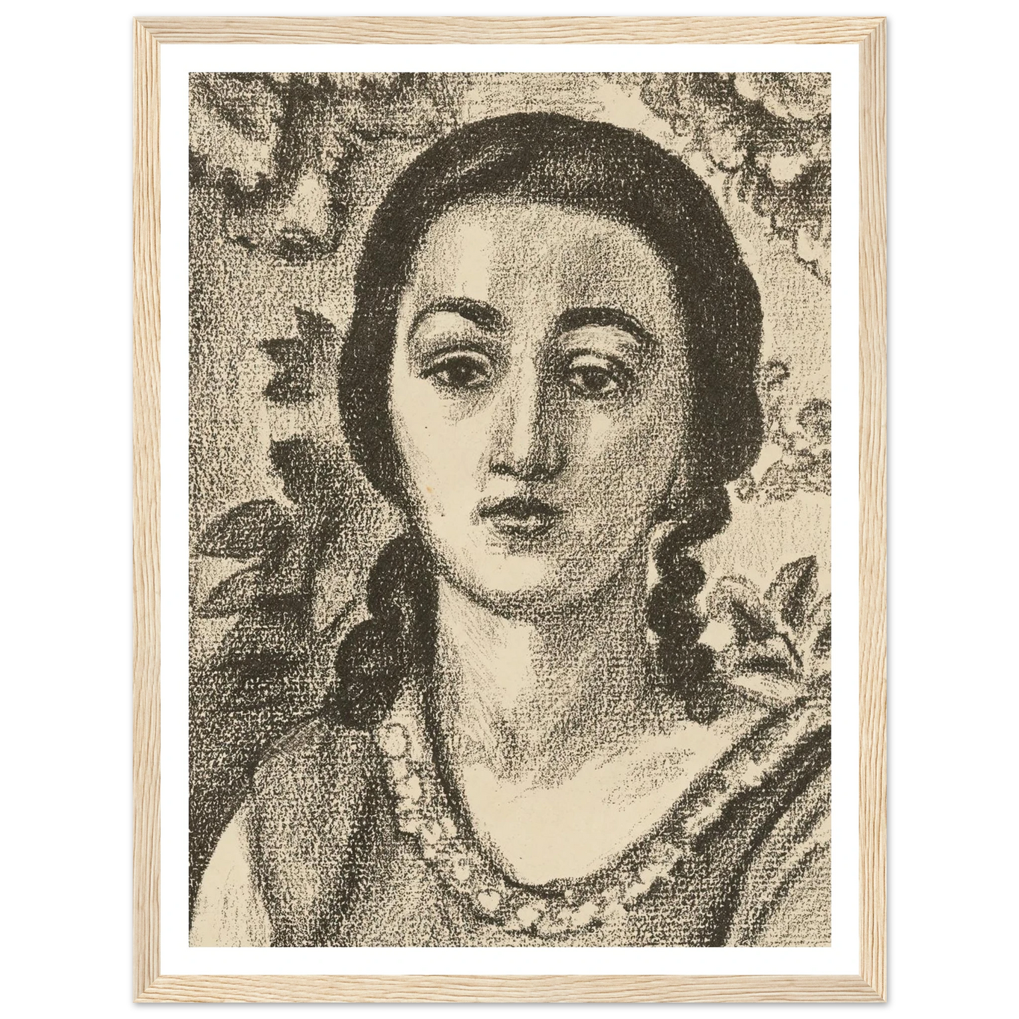 Young woman with brown curls (1924) Art Print | Henri Matisse - Framed Poster - 30x40 cm / 12x16″ - Black frame