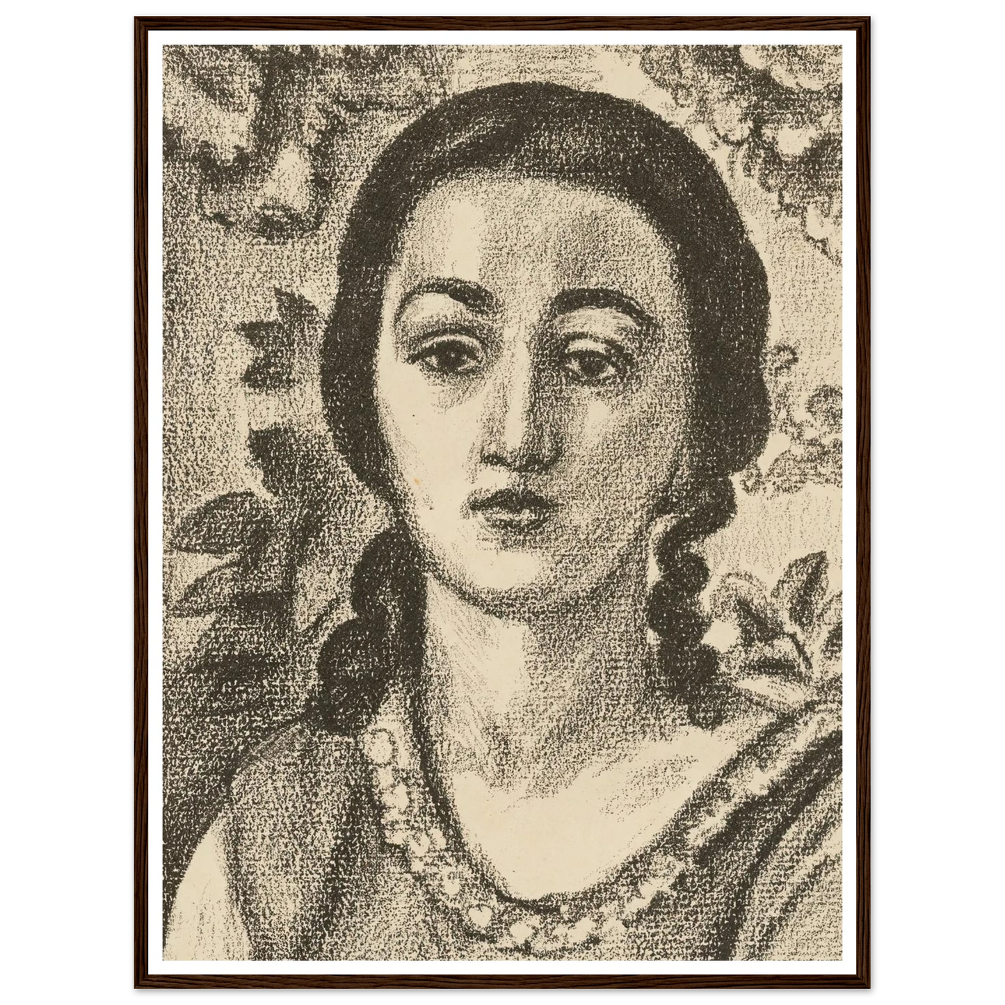 Young woman with brown curls (1924) Art Print | Henri Matisse - Framed Poster - 30x40 cm / 12x16″ - Black frame