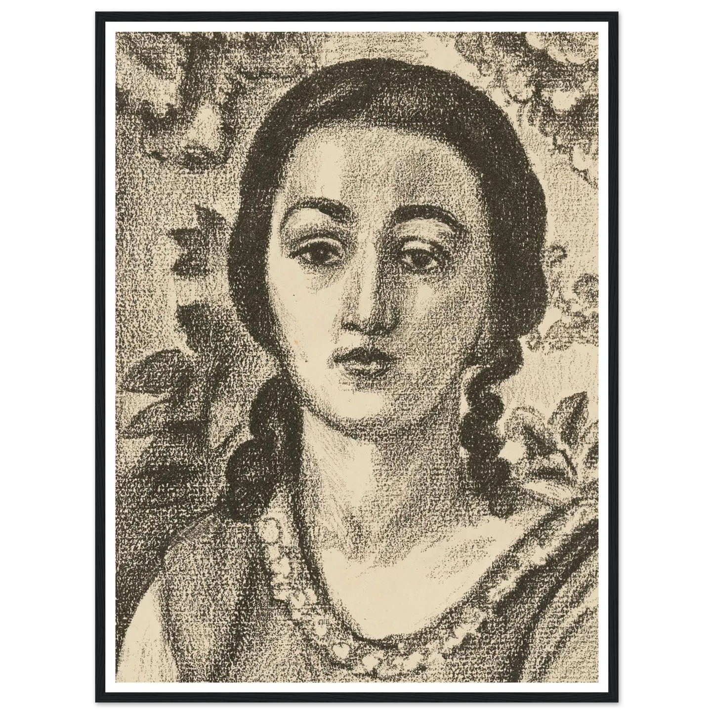 Young woman with brown curls (1924) Art Print | Henri Matisse - Framed Poster - 30x40 cm / 12x16″ - Black frame