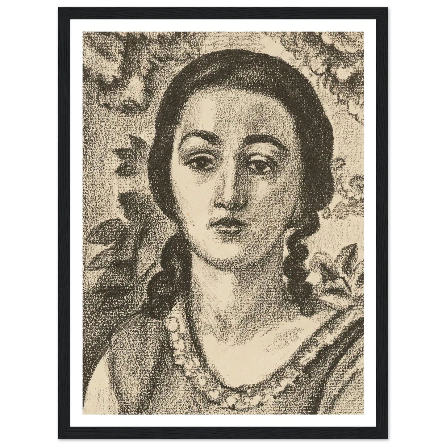 Young woman with brown curls (1924) Art Print | Henri Matisse - Framed Poster - 30x40 cm / 12x16″ - Black frame