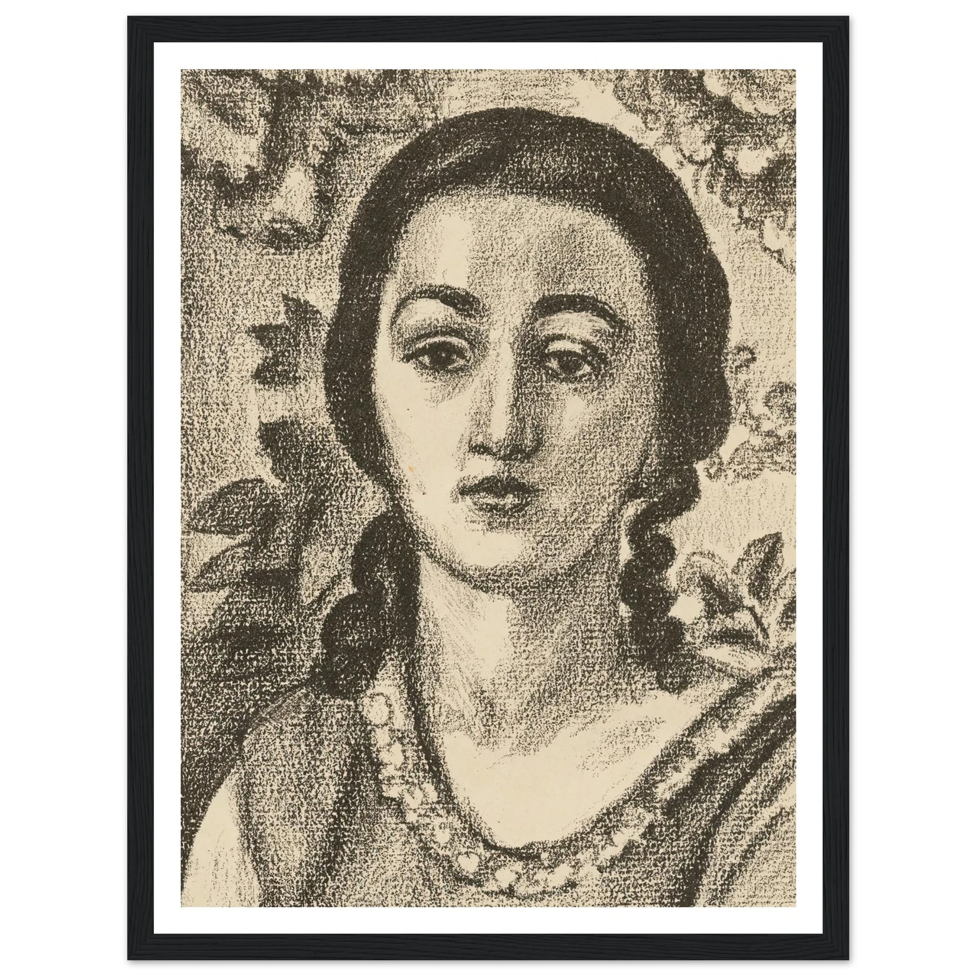 Young woman with brown curls (1924) Art Print | Henri Matisse - Framed Poster - 30x40 cm / 12x16″ - Black frame