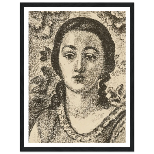 Young woman with brown curls (1924) Art Print | Henri Matisse - Framed Poster - 30x40 cm / 12x16″ - Black frame