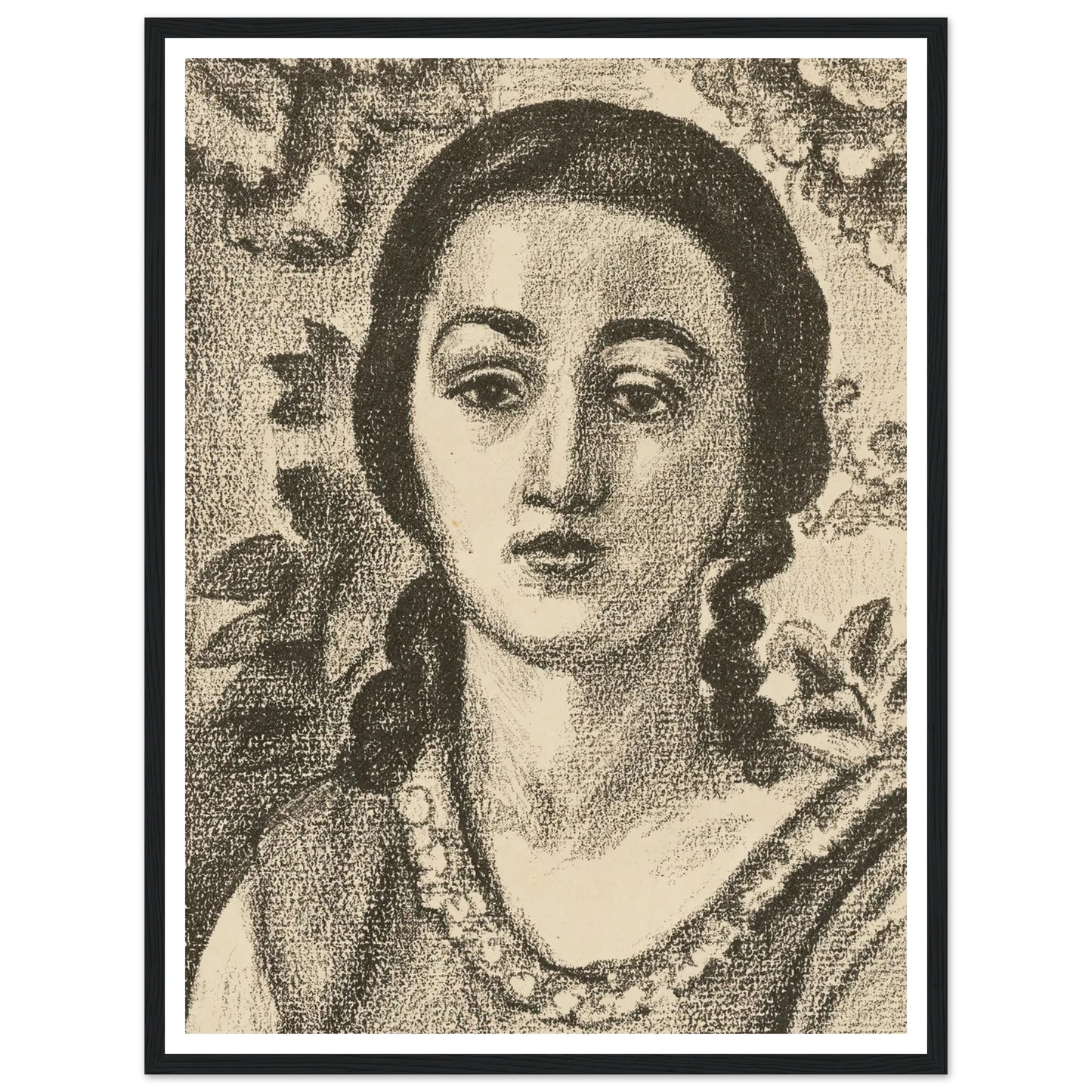 Young woman with brown curls (1924) Art Print | Henri Matisse - Framed Poster - 30x40 cm / 12x16″ - Black frame