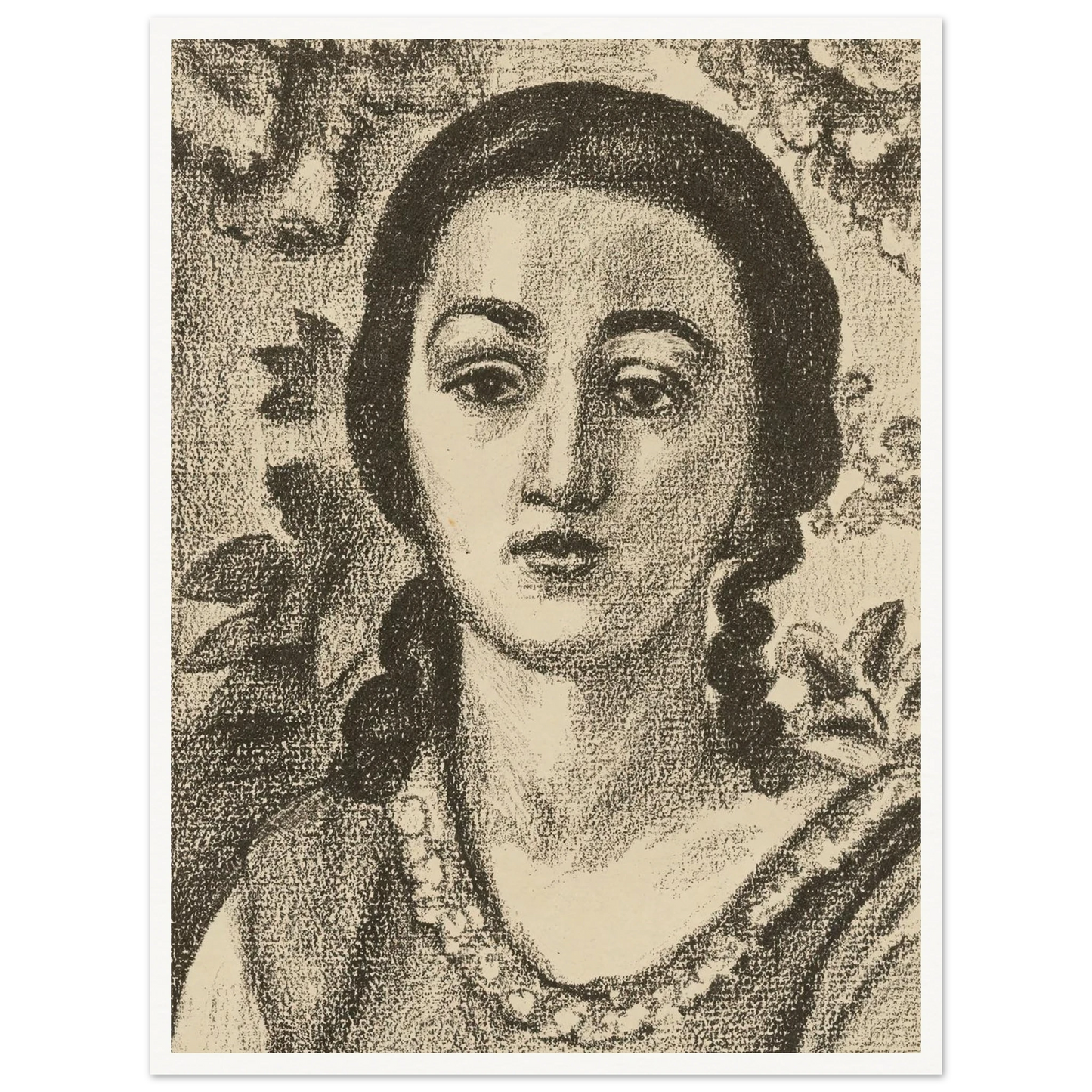 Young woman with brown curls (1924) Art Print | Henri Matisse - Framed Poster - 30x40 cm / 12x16″ - Black frame