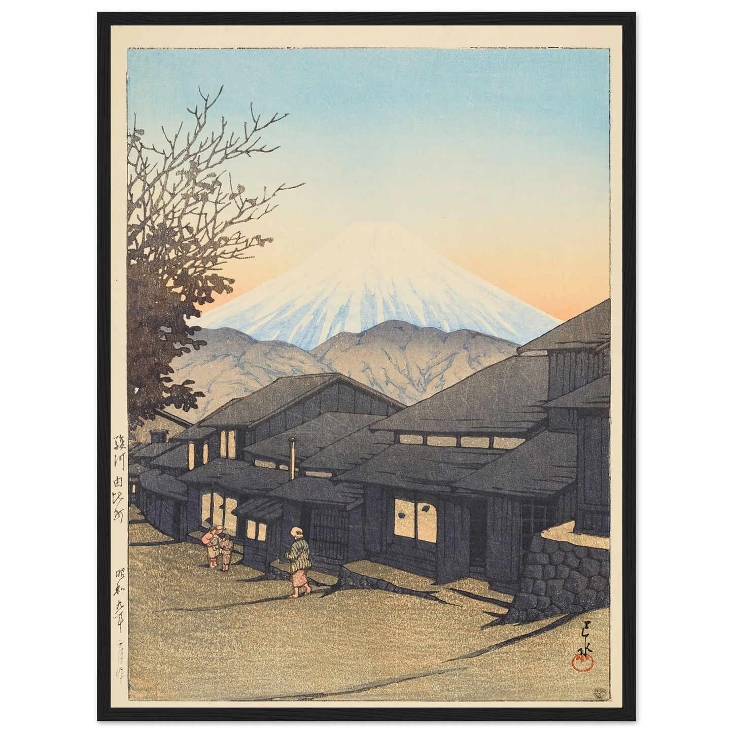 Yui in Suruga Province (Suruga Yuicho) (1931) Art Print | Kawase Hasui - Framed Poster - 30x40 cm / 12x16″ - Black frame