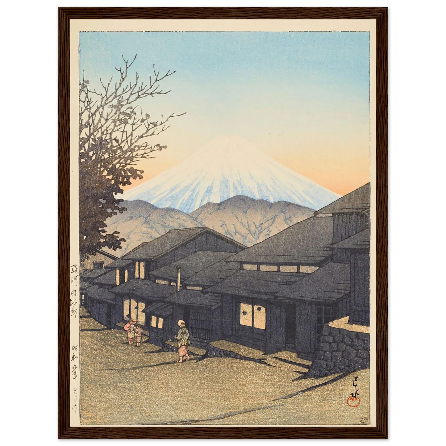 Yui in Suruga Province (Suruga Yuicho) (1931) Art Print | Kawase Hasui - Framed Poster - 30x40 cm / 12x16″ - Black frame