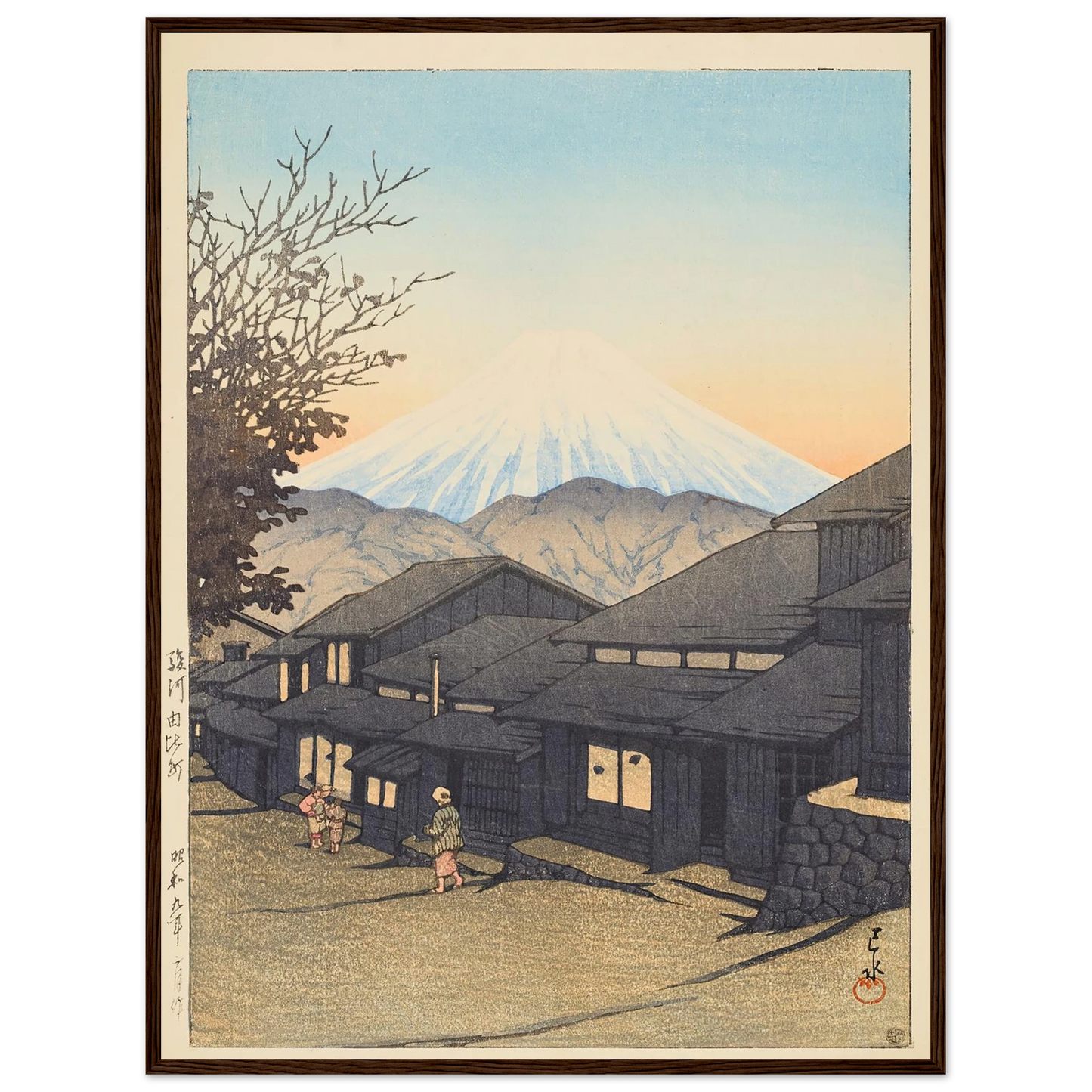 Yui in Suruga Province (Suruga Yuicho) (1931) Art Print | Kawase Hasui - Framed Poster - 30x40 cm / 12x16″ - Black frame