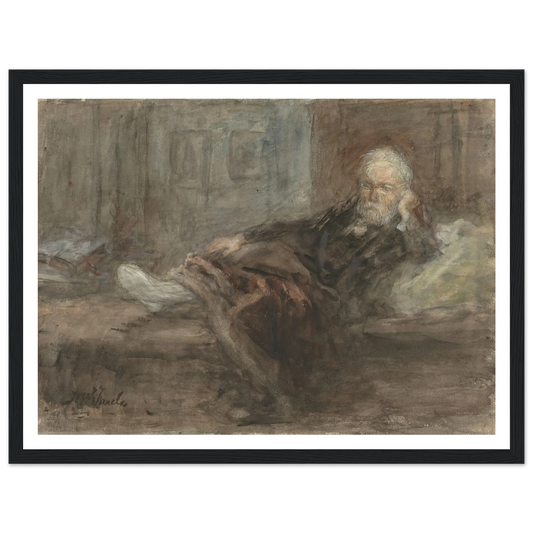 Zelfportret met zieke voet (c. 1898) Art Print | Jozef Israels - Framed Poster - 30x40 cm / 12x16″ - Black frame