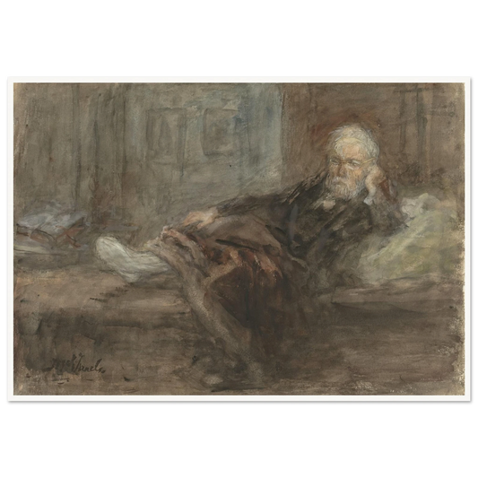 Zelfportret met zieke voet (c. 1898) Art Print | Jozef Israels - Framed Poster - 30x40 cm / 12x16″ - Black frame